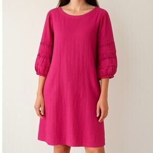 Chico’s 100% Linen Dress with Sleeves Pink Womens 14 2.5
